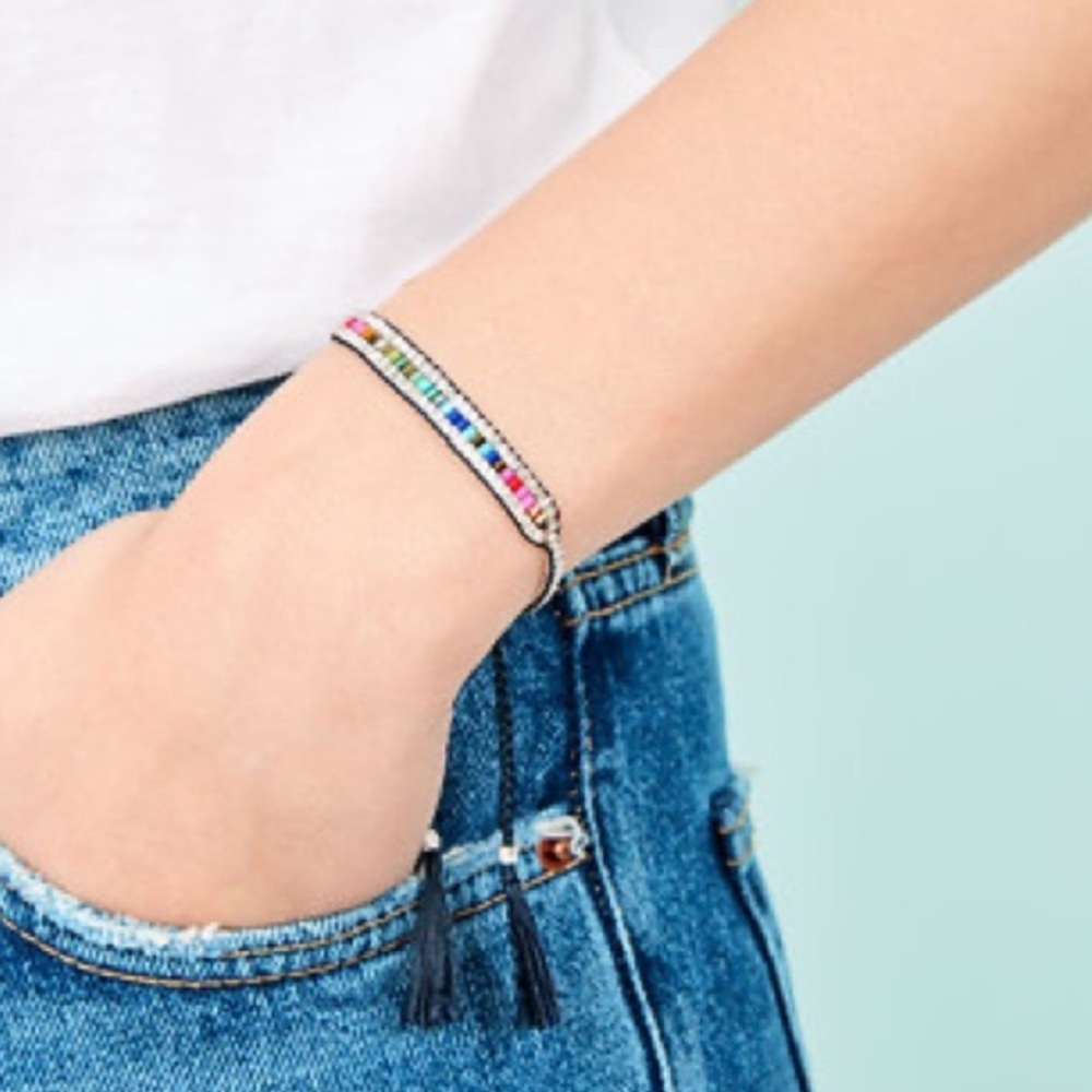 Stella & Dot Unity Wishing Bracelet Rainbow Beaded Adjustable